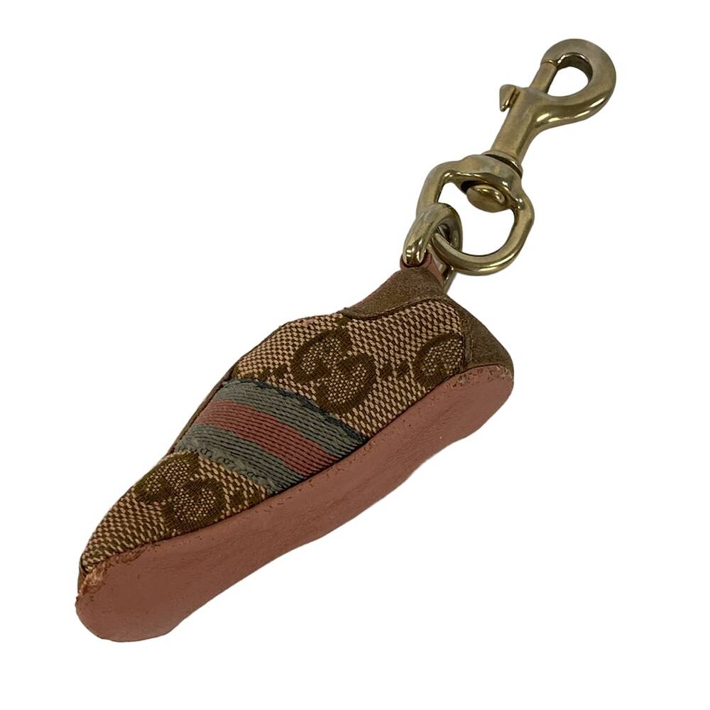 Gucci Bag Charm Dark Brown Light Pink Multi Jacquard Leather